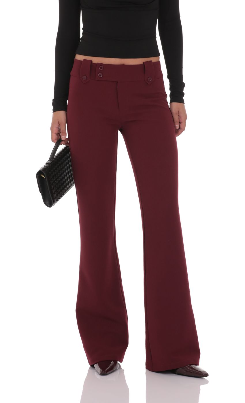 Product image for Low Rise Boot Cut Pants in Burgundy