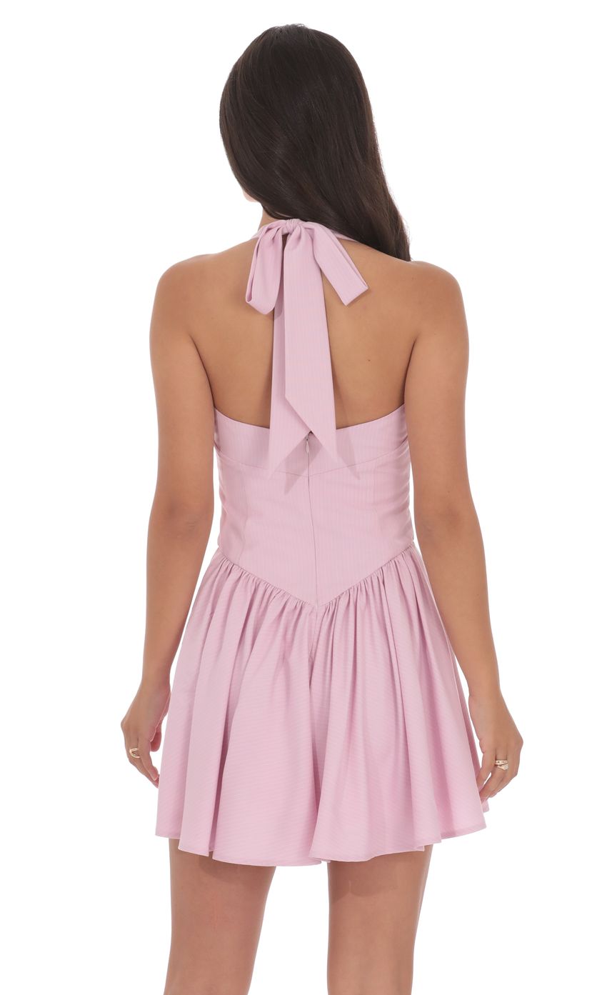 Product image for Pinstripe Halter A-line Dress in Pink
