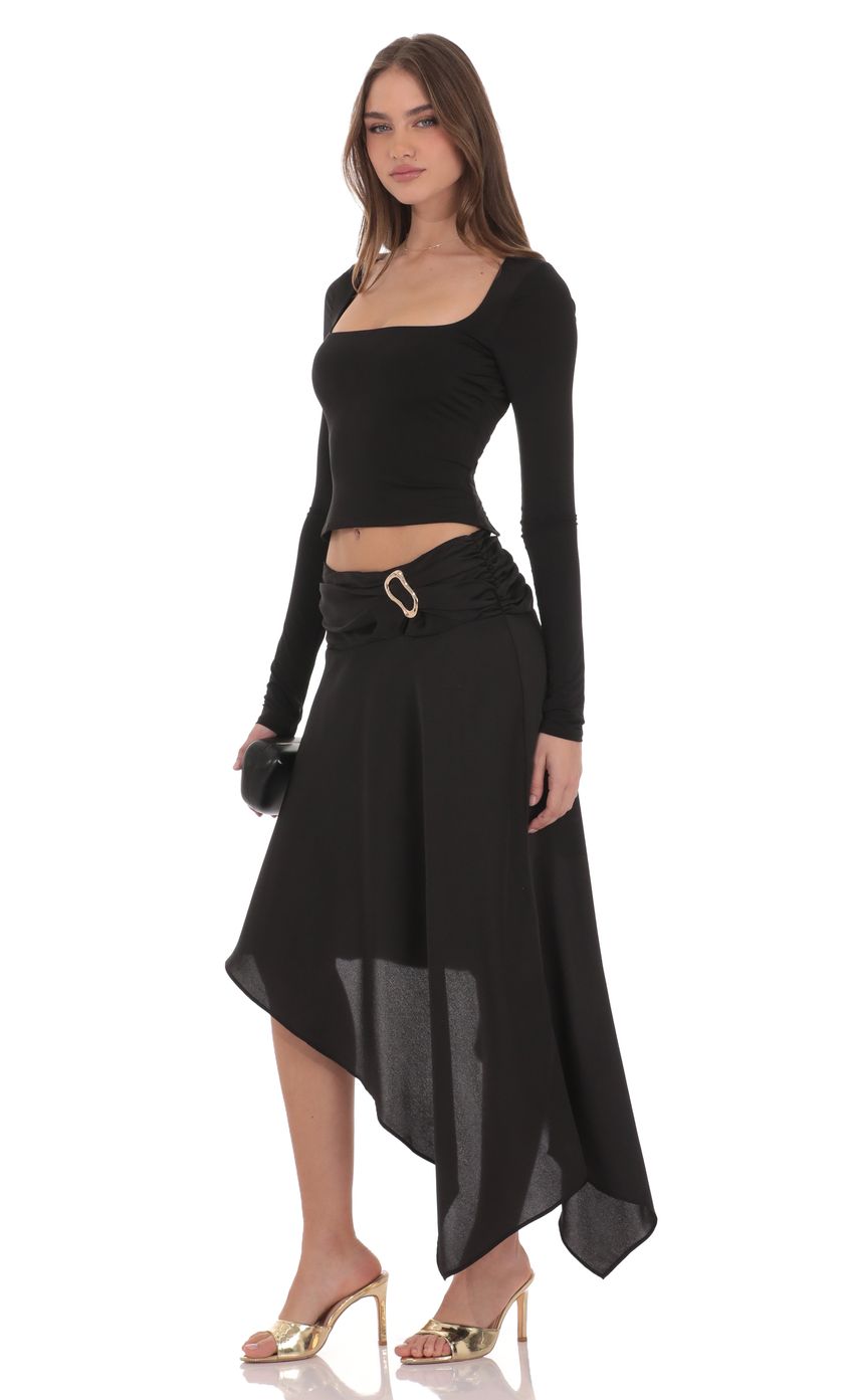 Product image for Asymmetrical Embellished Midi Skirt in Black