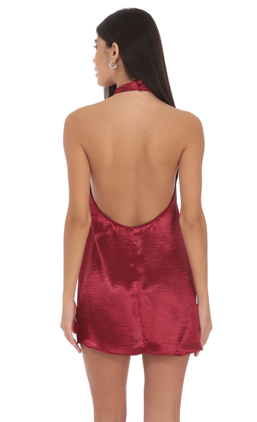 Product image for Satin Halter Shift Dress in Maroon