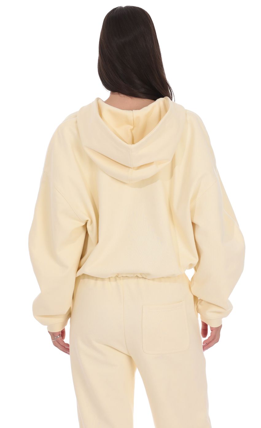 Product image for Cropped Cinch Waist Hoodie in Cream