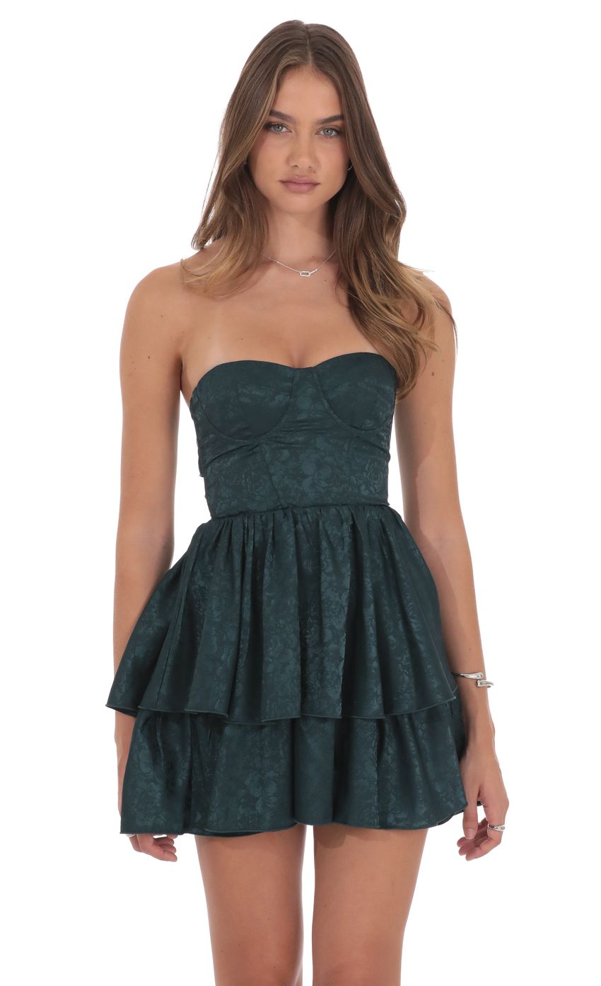 Product image for Jacquard Corset A-line Dress in Green