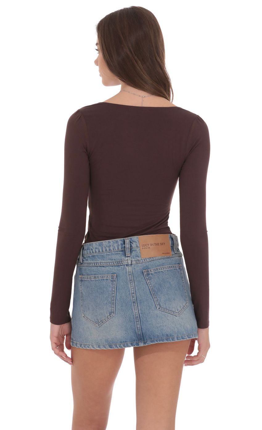 Product image for Low Rise Denim Mini Skirt in Light Blue