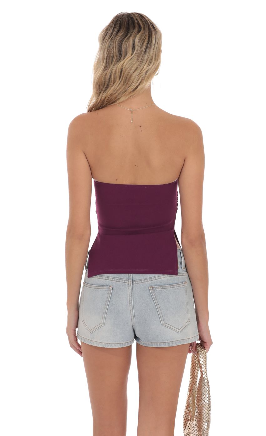 Product image for Strapless Double Slit Top in Plum