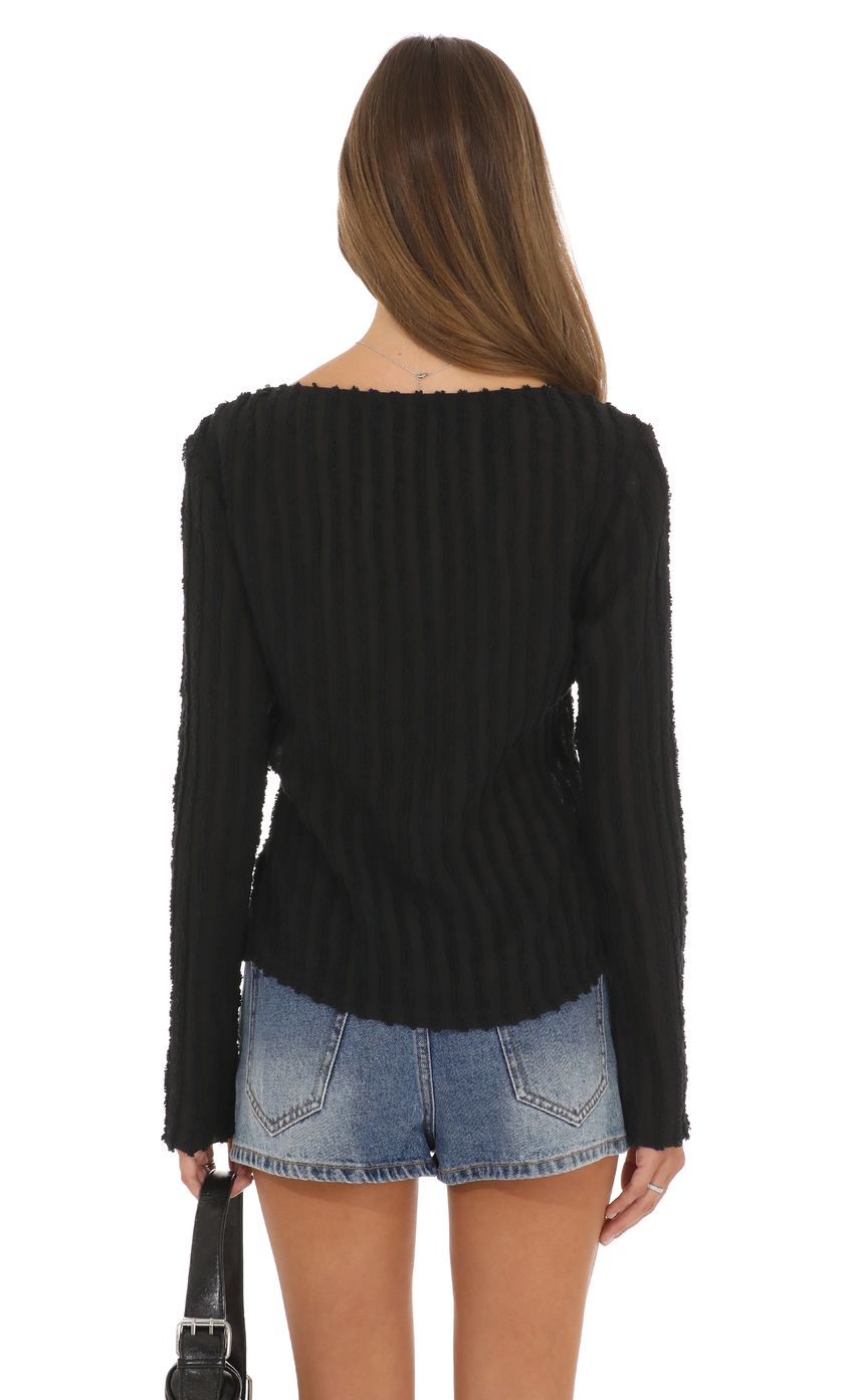 Product image for Textured Front Tie Top in Black