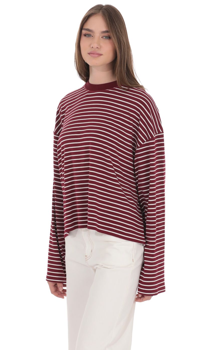 Product image for Oversized Striped Shirt in Red and White