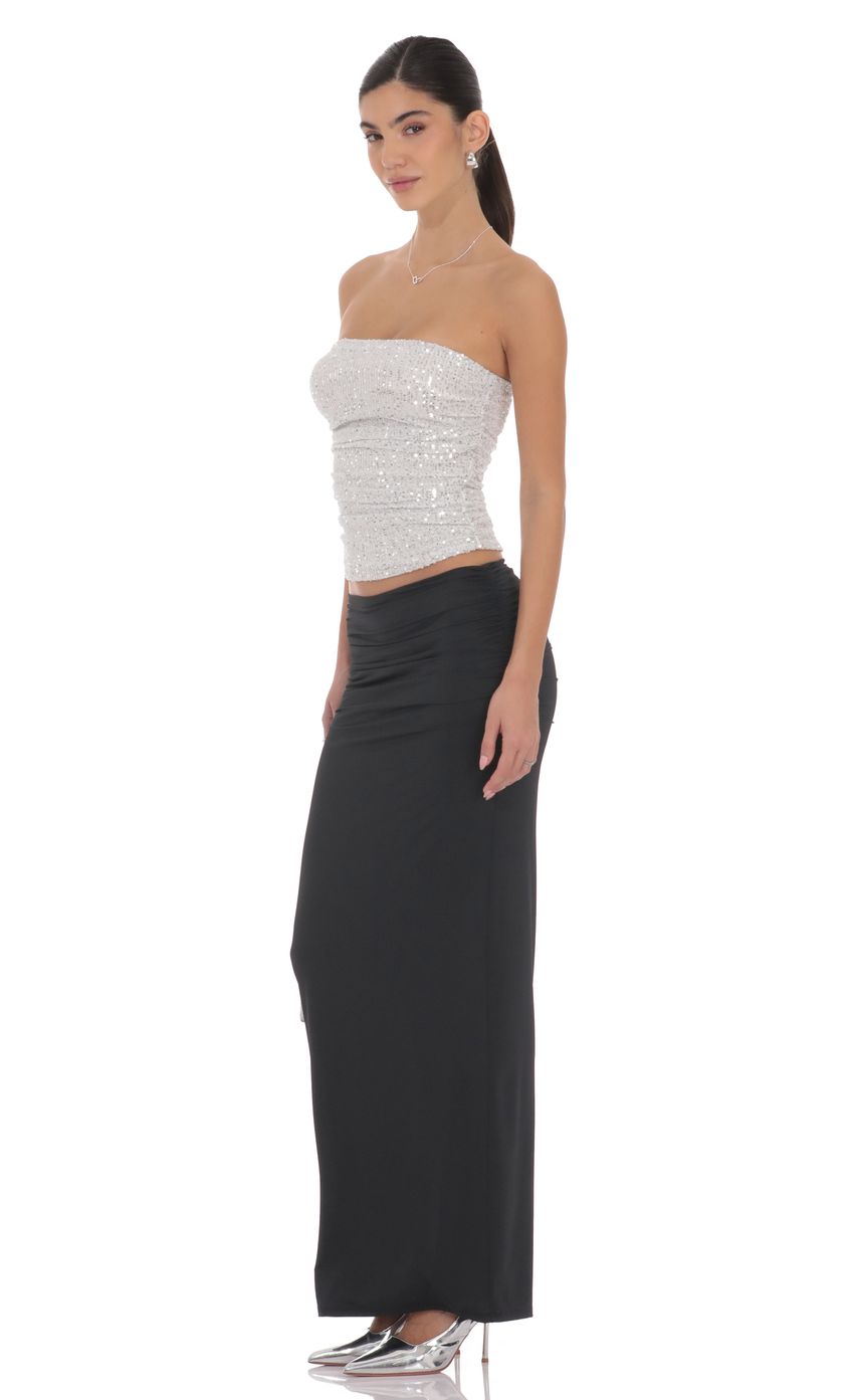 Product image for Ruched Bodycon Maxi Skirt in Black