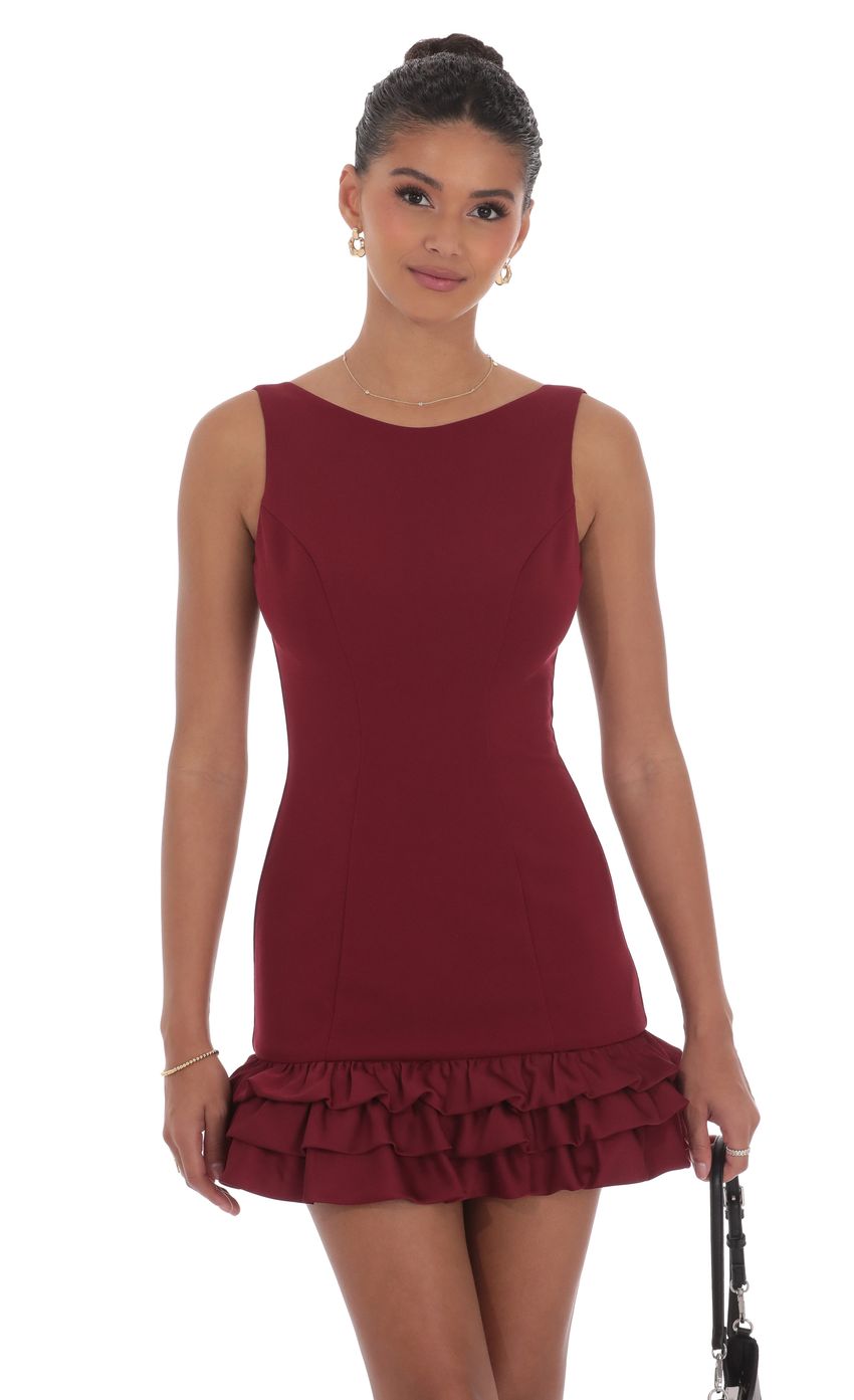 Picture Bubble Ruffle Dress in Maroon. Source: https://media-img.lucyinthesky.com/data/product-media/850xAUTO/de70d3f3-0d86-45d4-9bcb-29ce04540617.jpg