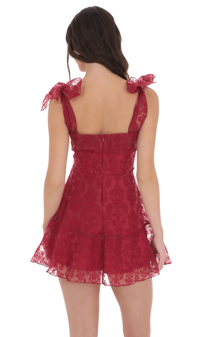 Product image for Motif Pattern A-line Dress in Red