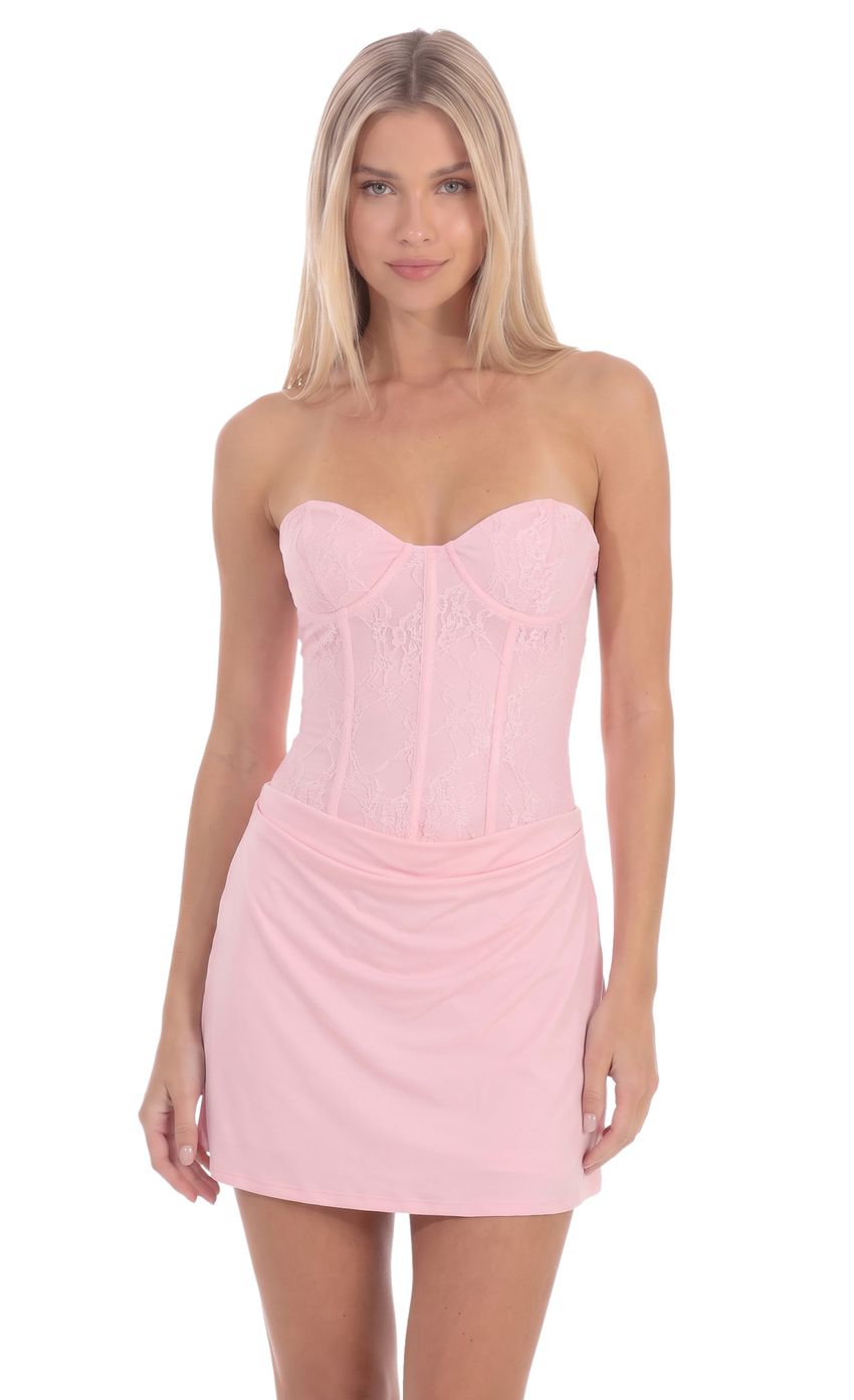 Product image for Lace Strapless Mini Dress in Pink
