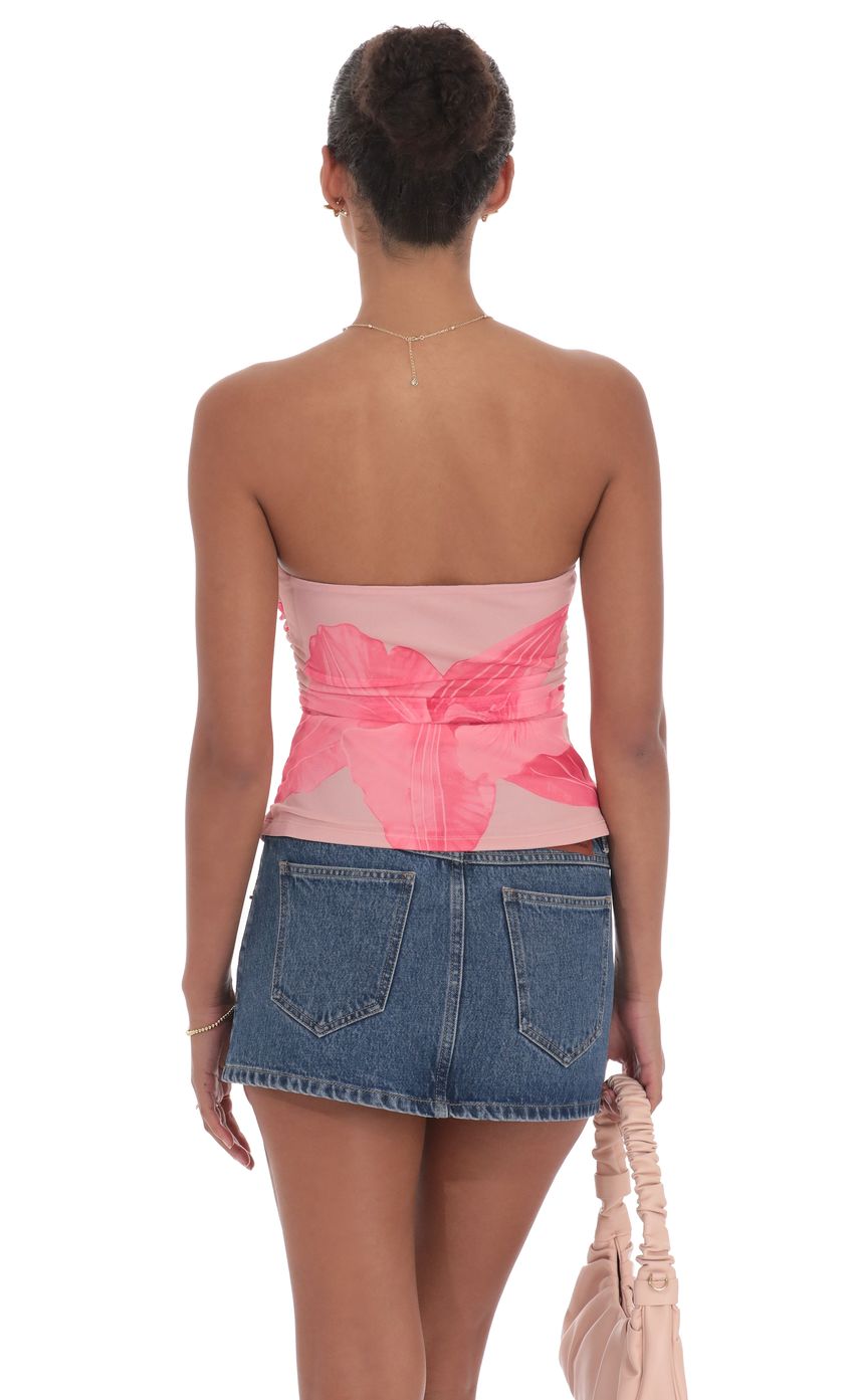 Picture Mesh Floral Ruched Tube Top in Blush Pink. Source: https://media-img.lucyinthesky.com/data/product-media/850xAUTO/df68abe8-f9df-4315-a4ea-2d6ee60c9132.jpg