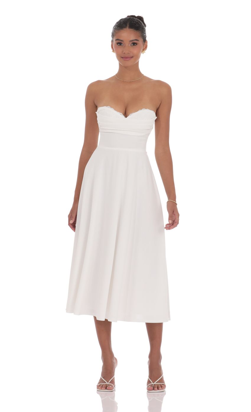 Picture Lace Bust A-Line Midi Dress in White. Source: https://media-img.lucyinthesky.com/data/product-media/850xAUTO/df8d81a3-bd32-4d00-bb78-f1145291fa7e.jpg