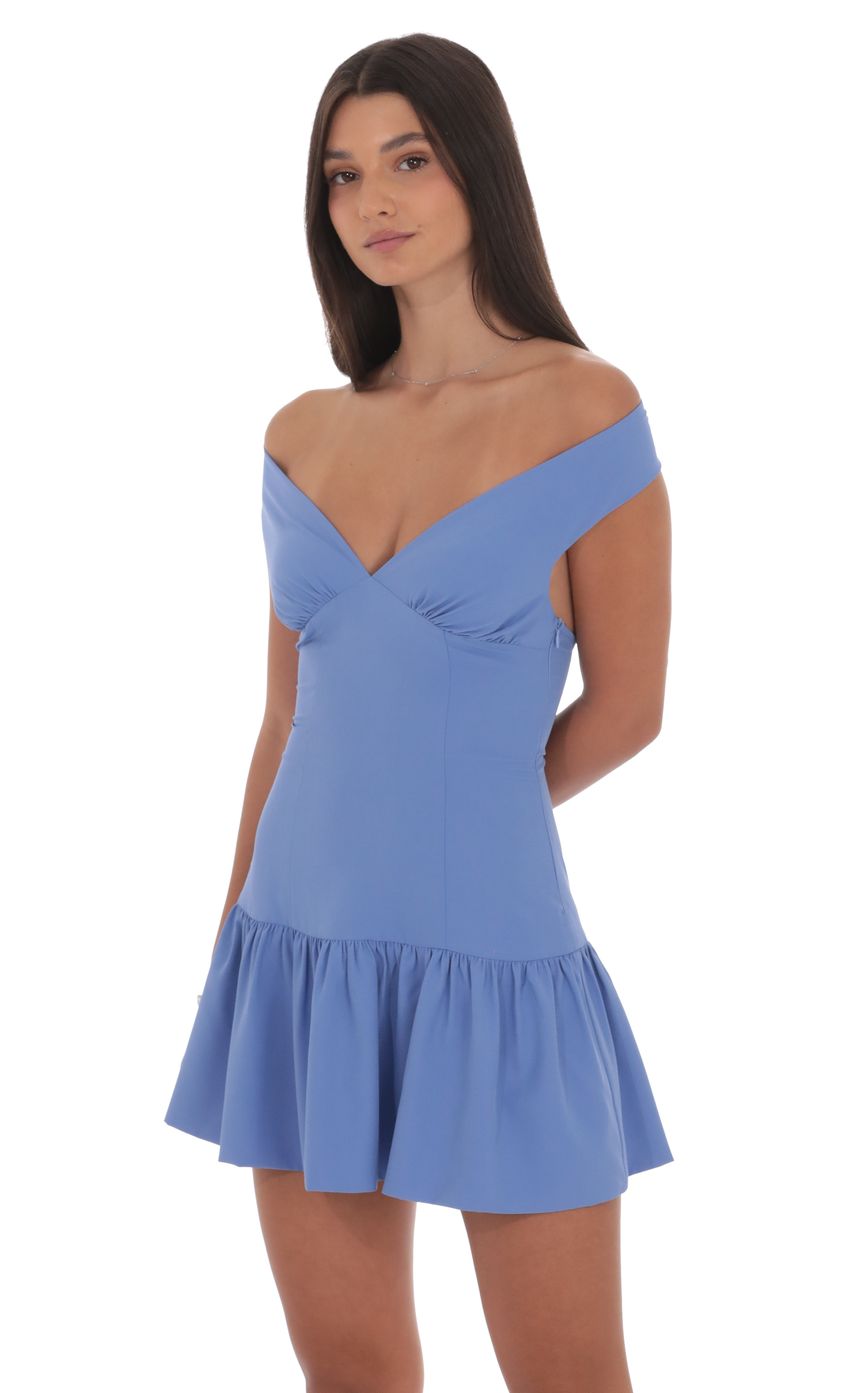Product image for Off Shoulder Drop Waist Dress in Periwinkle