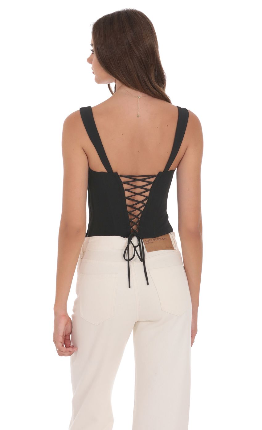 Product image for Two-Toned Detailed Corset Top in Black