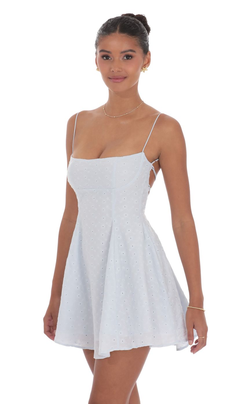 Picture Floral Eyelet Fit and Flare Dress in Light Blue. Source: https://media-img.lucyinthesky.com/data/product-media/850xAUTO/dfed4af5-534a-4cfa-a259-0723ec99f9c0.jpg