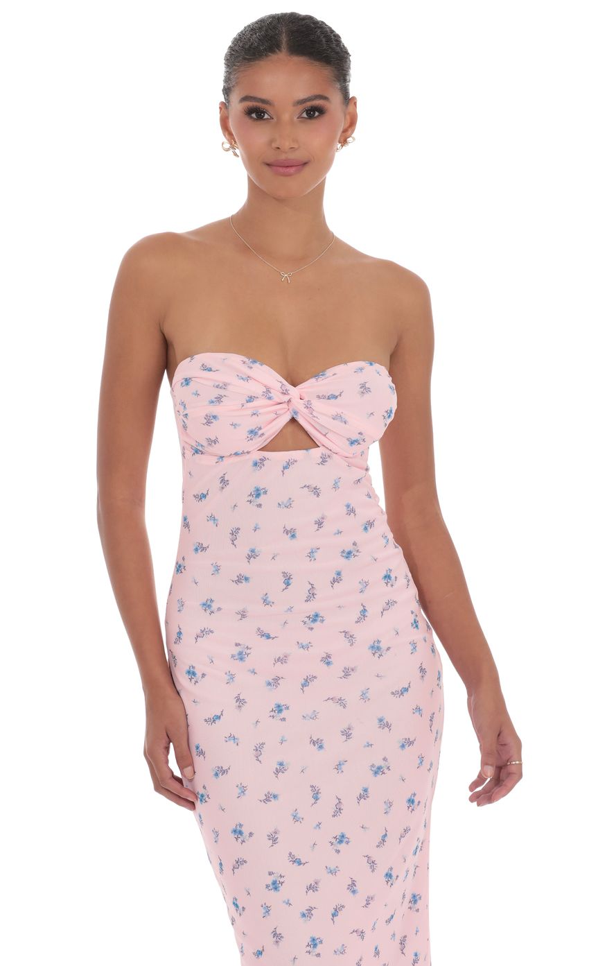Picture Mesh Floral Strapless Cutout Maxi Dress in Pink. Source: https://media-img.lucyinthesky.com/data/product-media/850xAUTO/dff44c90-51d6-4948-af4b-71a91c555f88.jpg
