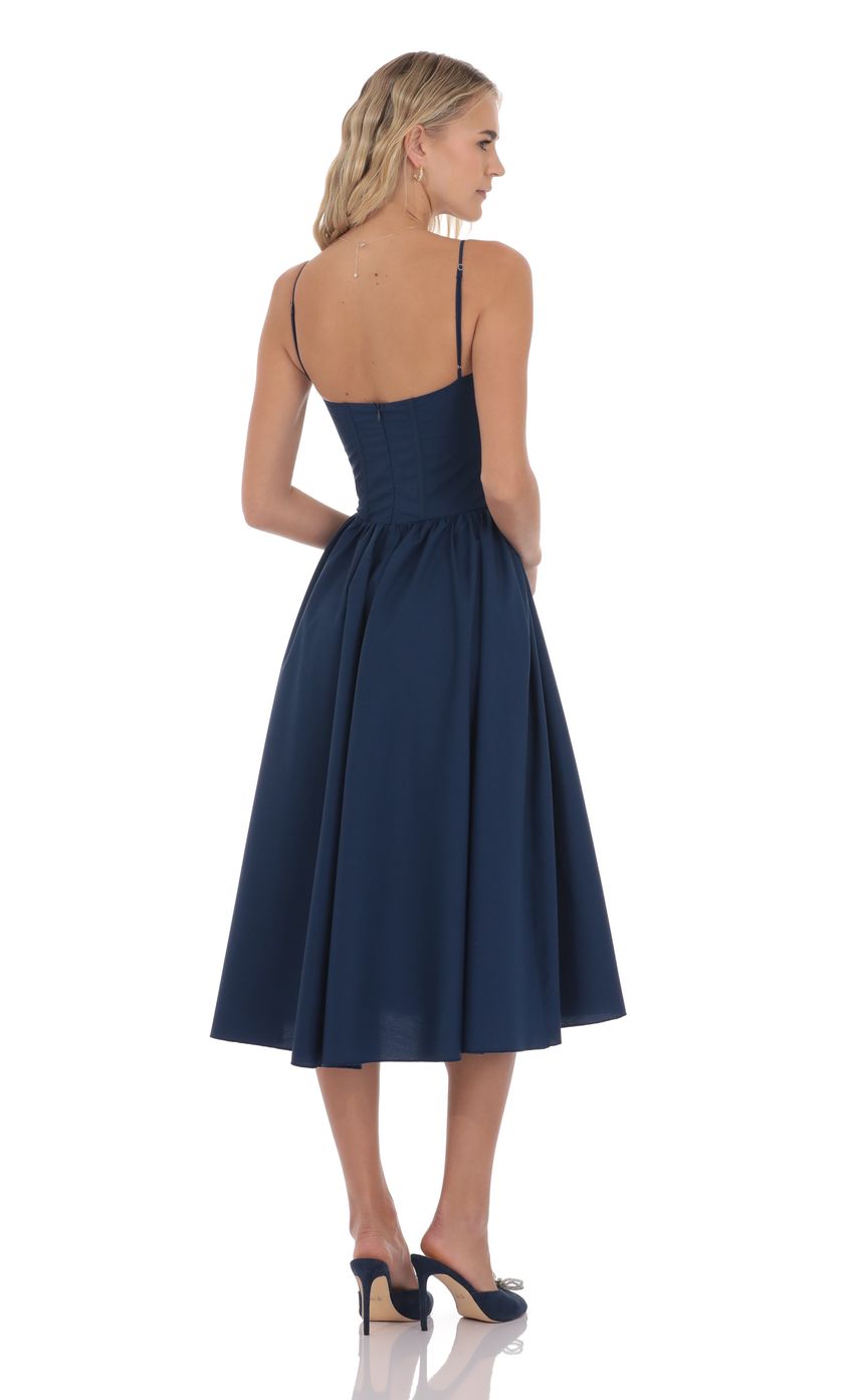 Product image for Corset V-Neck Midi Dress in Navy