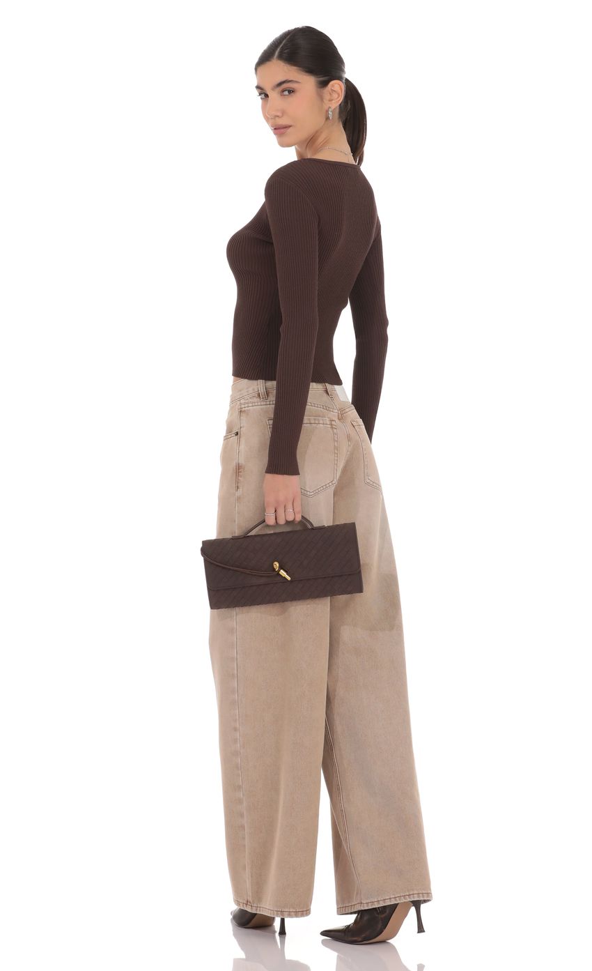 Product image for Off Center Cardigan in Brown