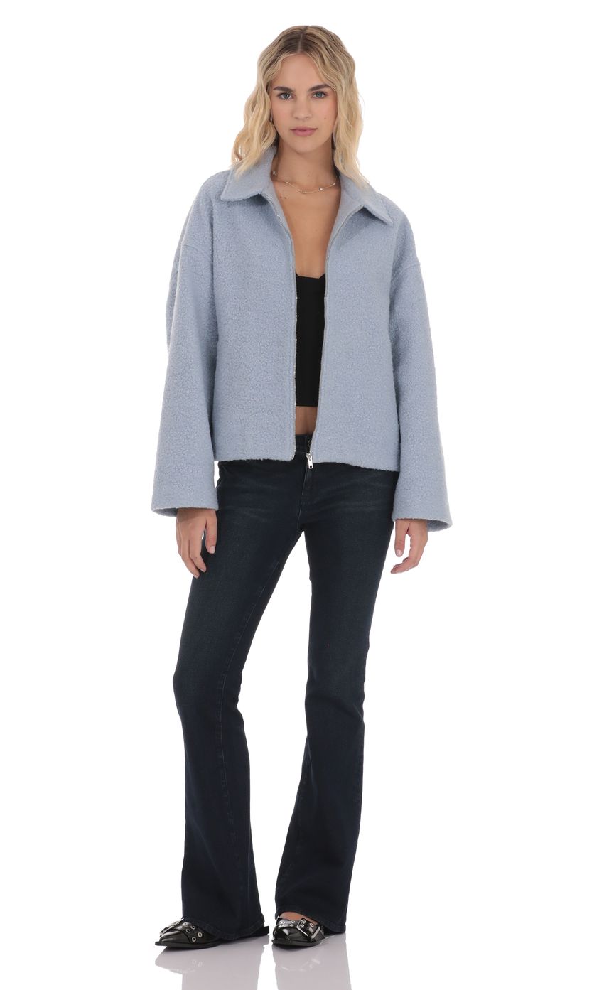 Product image for Sherpa Zip-Up Jacket in Light Blue