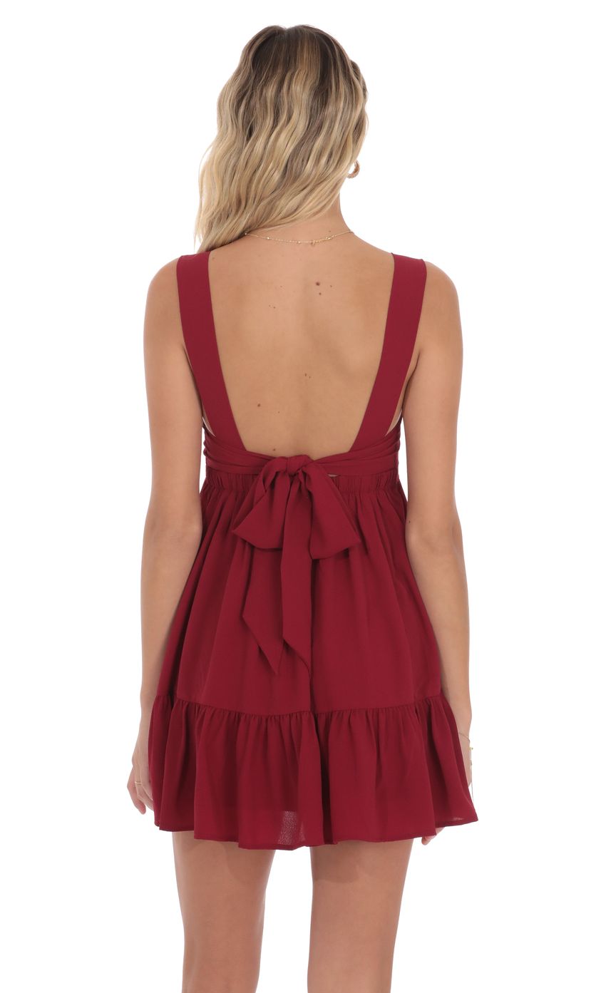 Product image for Square Neckline Babydoll Dress in Red