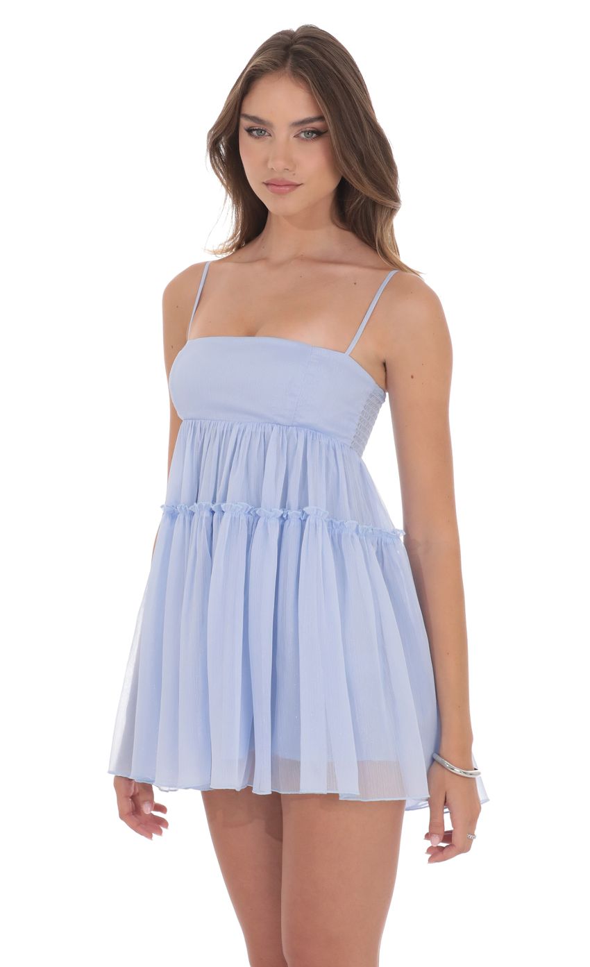 Product image for Shimmer Babydoll Dress in Baby Blue