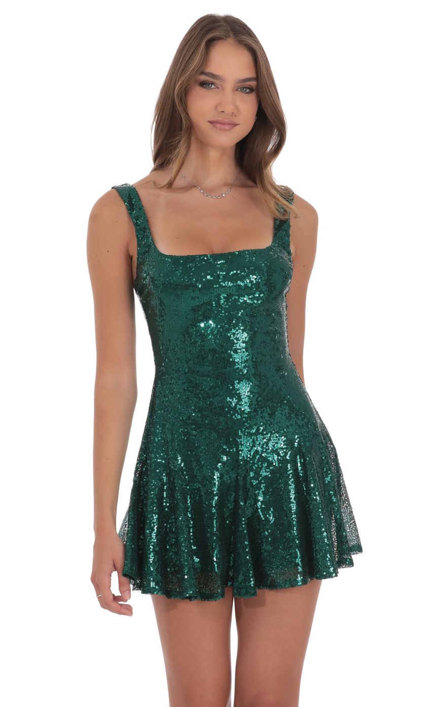 Product image for Sequin Skater Dress in Green