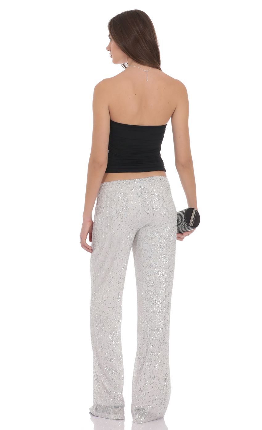Product image for Straight Sequin Pants in Silver