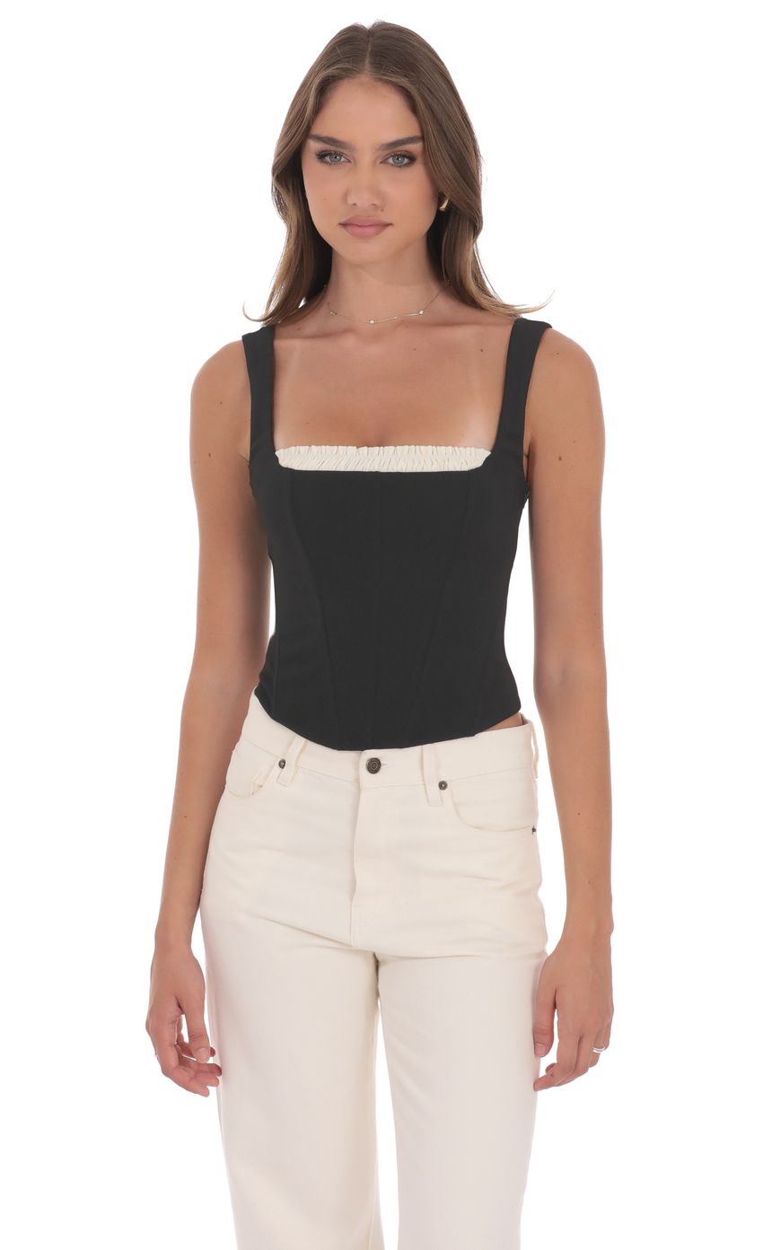 Product image for Two-Toned Detailed Corset Top in Black