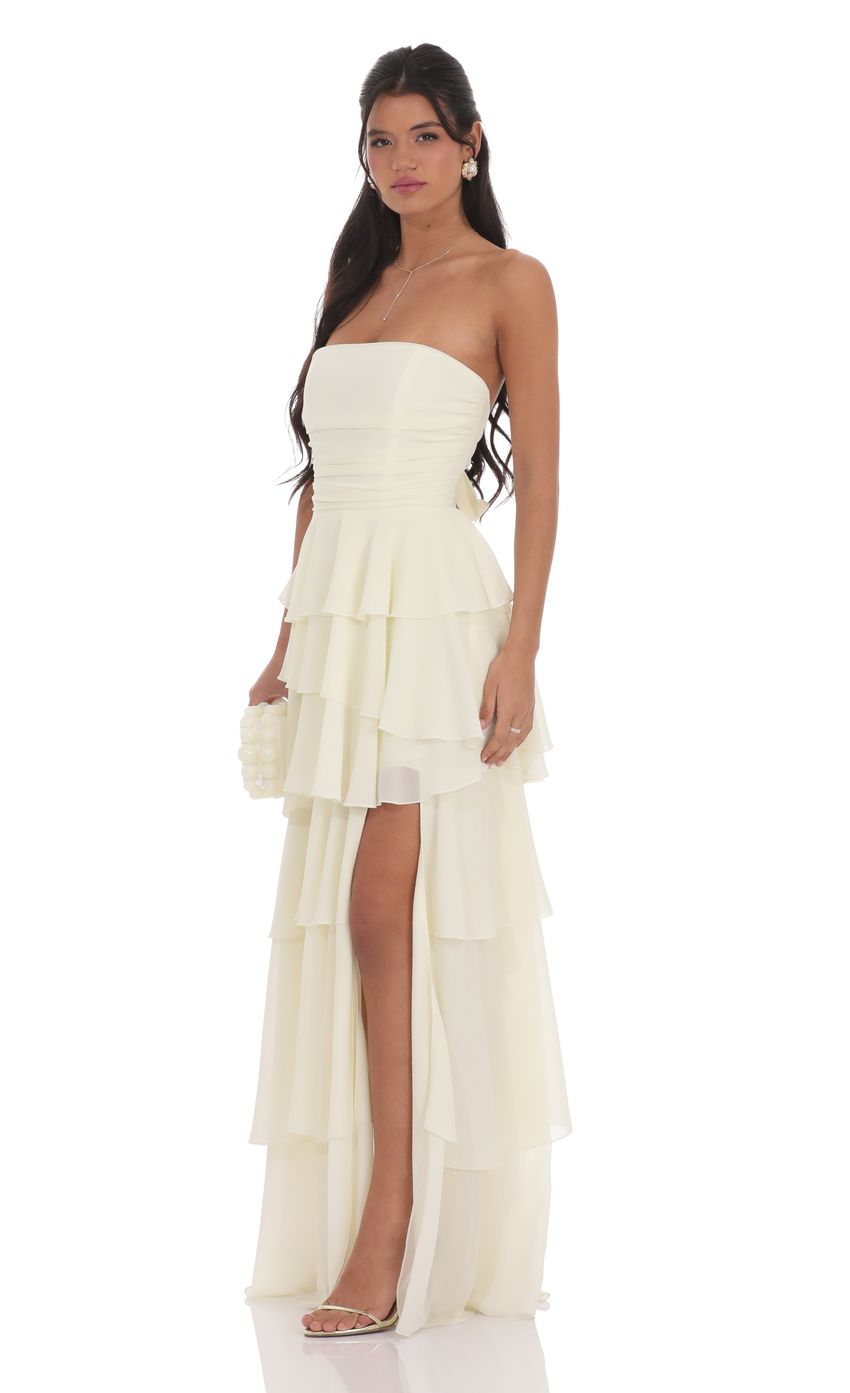 Picture Corset Ruffle Strapless Maxi Dress in Pastel Yellow. Source: https://media-img.lucyinthesky.com/data/product-media/850xAUTO/e42b208c-1bae-4bfe-a0f2-eb0753cec542.jpg
