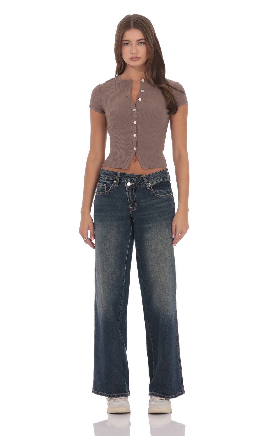 Изображение товара для Джинсы с низкой посадкой и перекрестным поясом