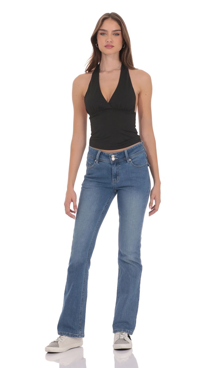 Product image for V-Neck Halter Top in Black