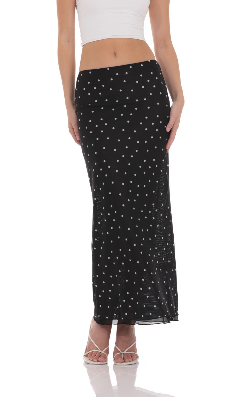 Product image for Mesh Polka Dot Skirt in Black