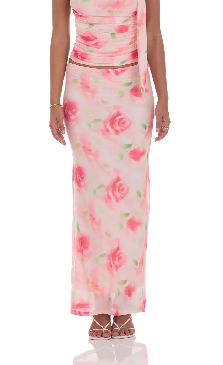 Picture Floral Mesh Maxi Skirt in Pink. Source: https://media-img.lucyinthesky.com/data/product-media/850xAUTO/e670e08b-89a4-4e0b-81b7-d1fbf20177ae.jpg