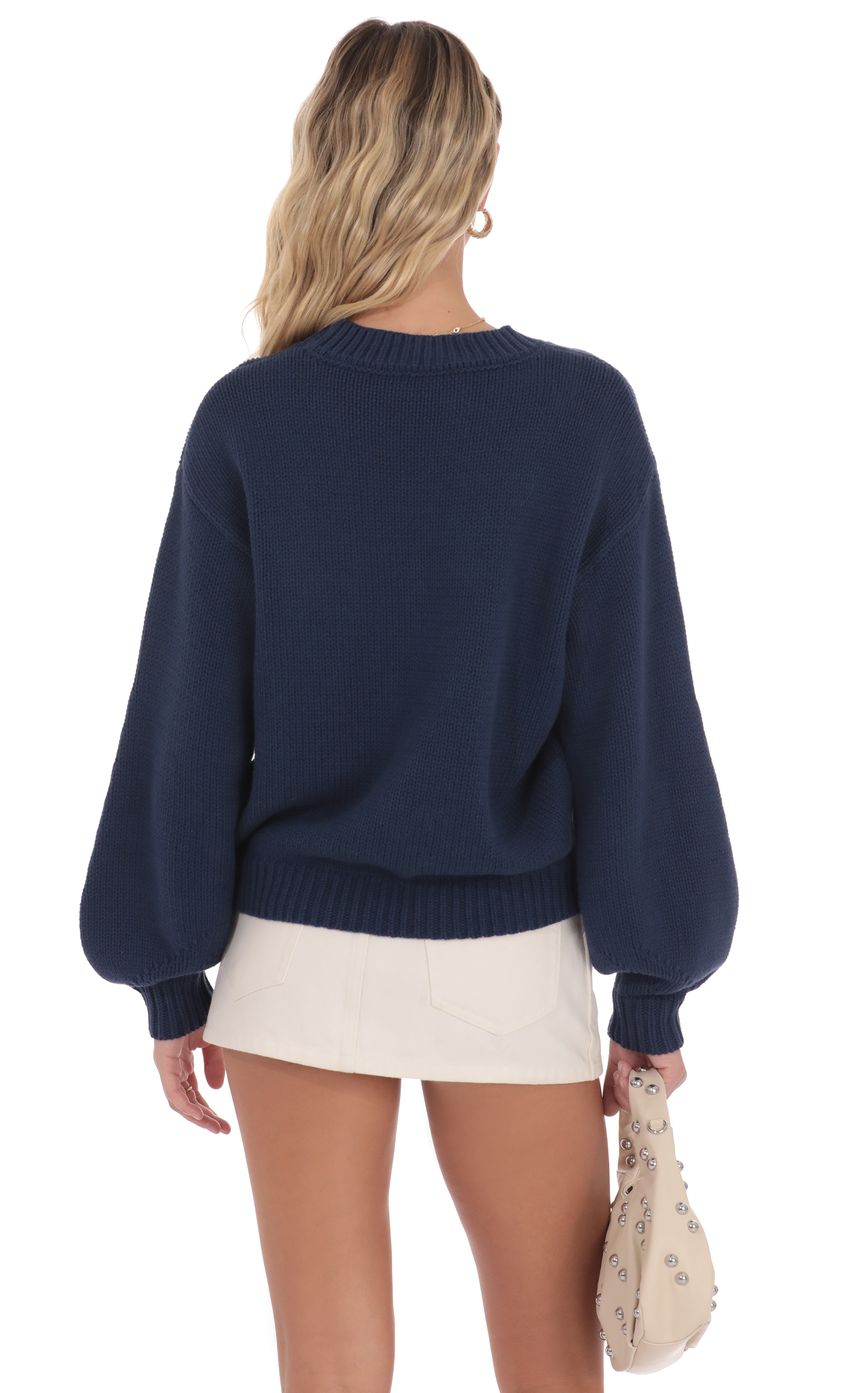 Product image for Knit Balloon Sleeve Jumper in Navy