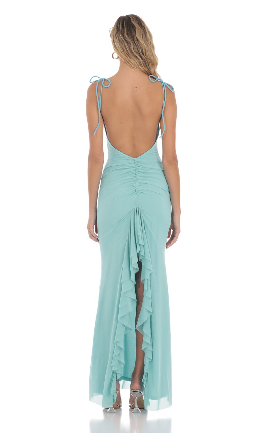 Picture Mesh Open Back Maxi Dress in Aqua. Source: https://media-img.lucyinthesky.com/data/product-media/850xAUTO/e70d15ee-a9d5-4da1-865d-7c7171096223.jpg