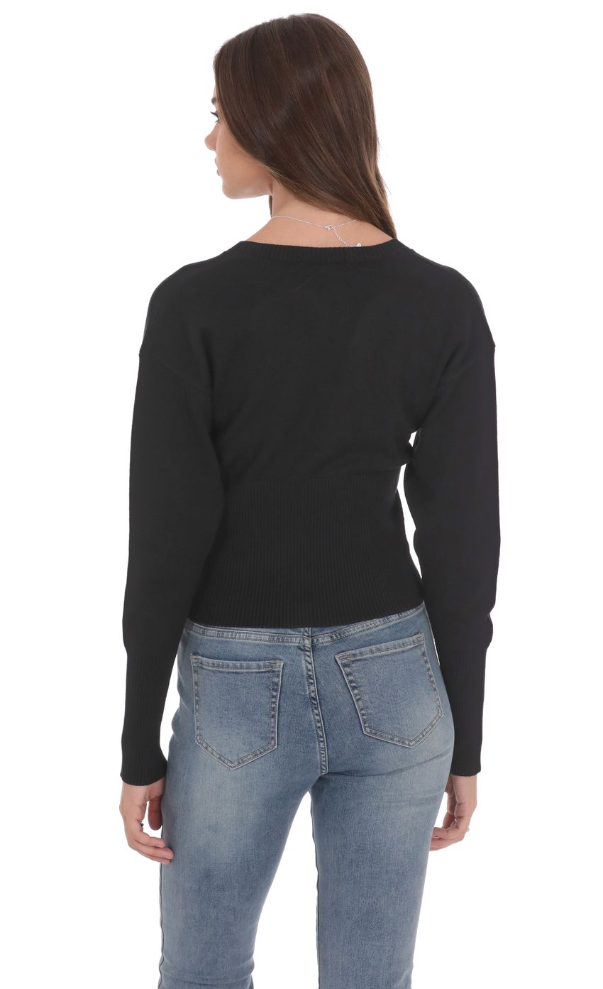 Product image for Cinched Knit Cardigan in Black