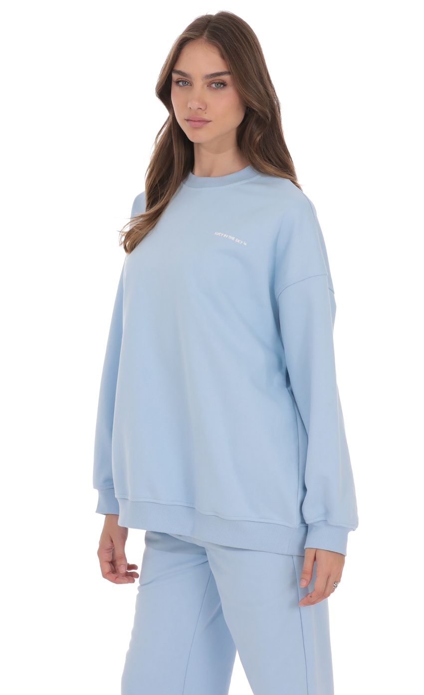 Product image for Lucy Oversized Crewneck in Blue
