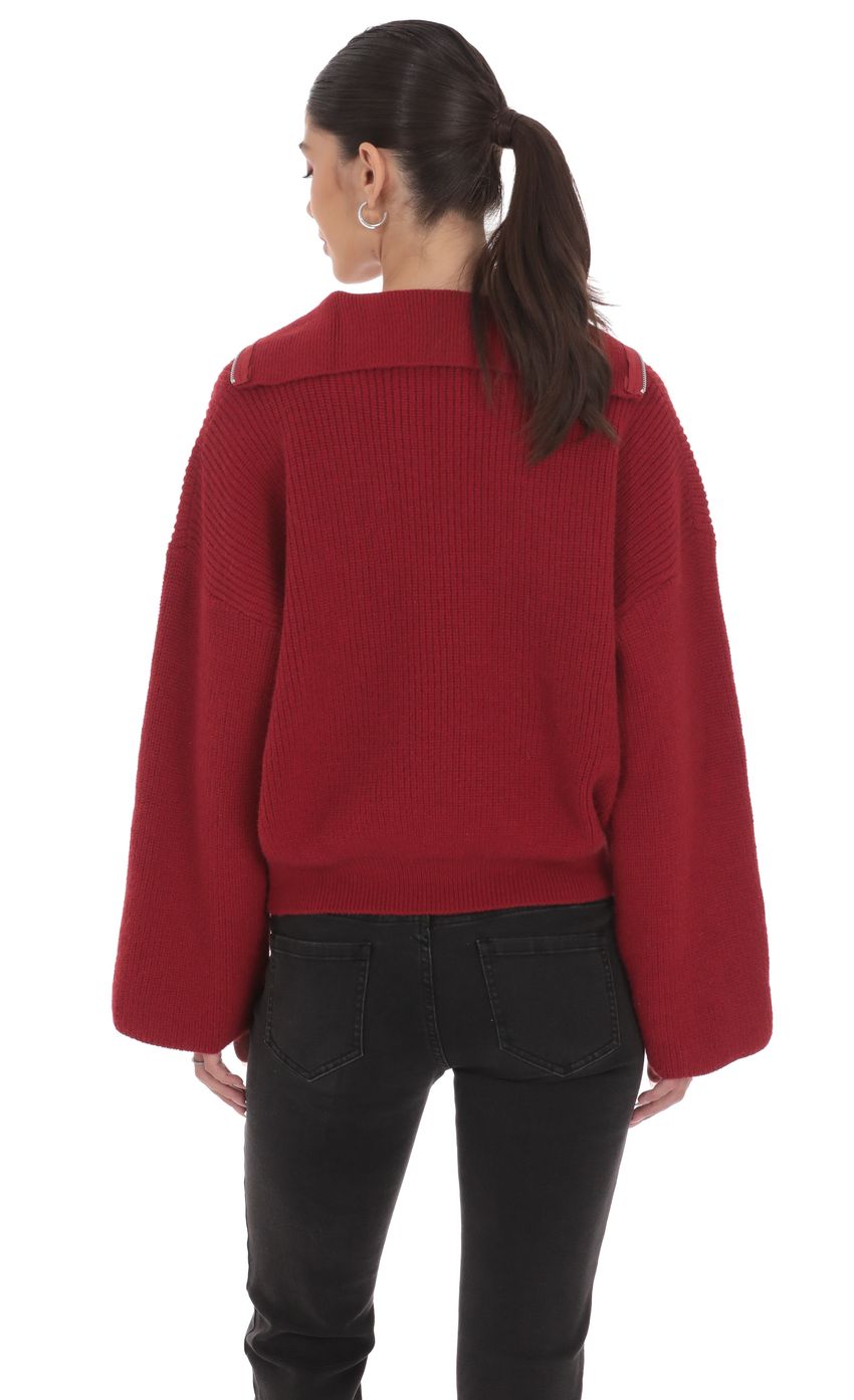 Product image for Knit Quarter-Zip Jumper in Maroon