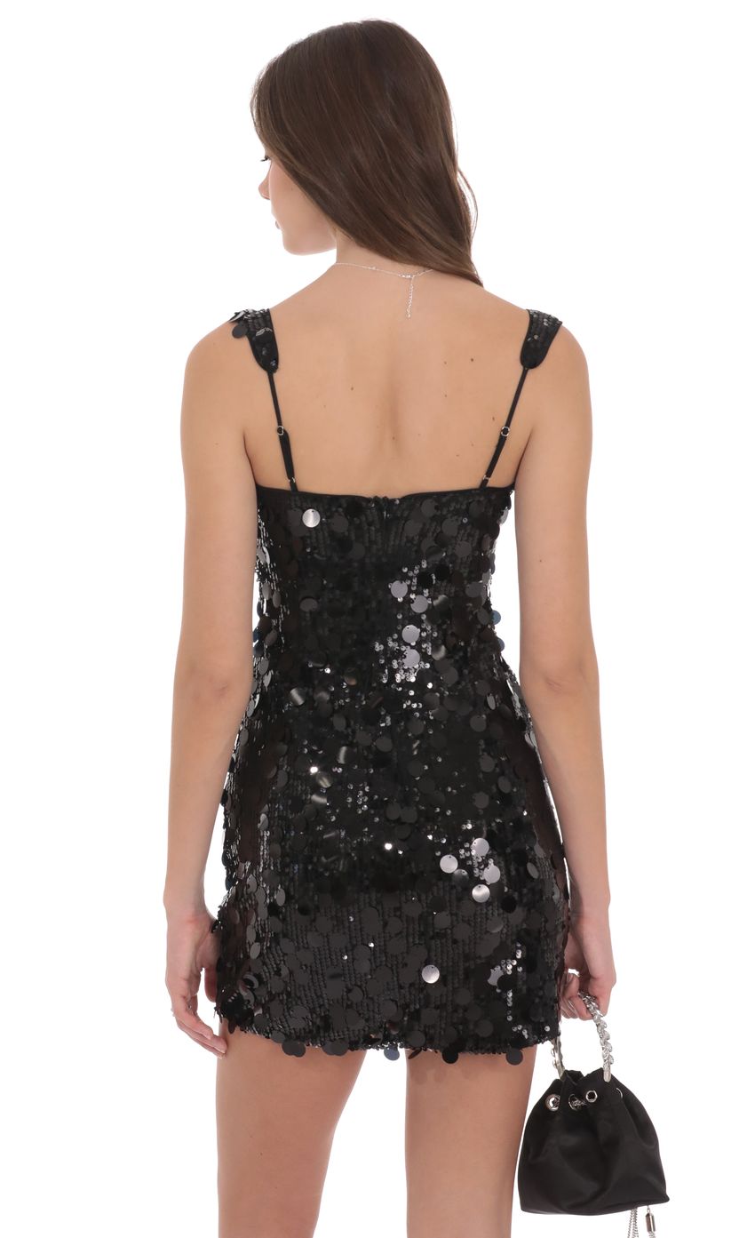 Product image for Circle Sequin Square Neck Dress in Black