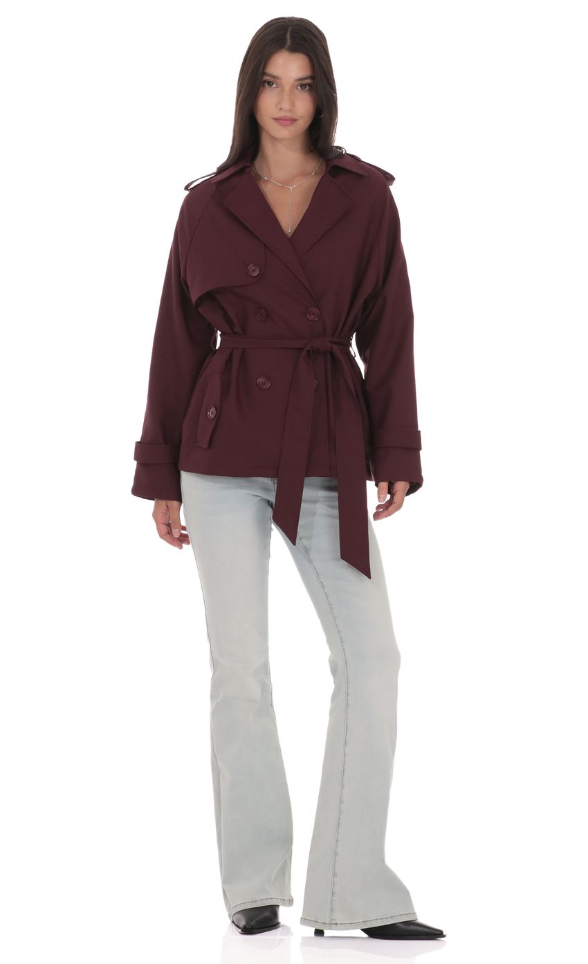 Product image for Double Breasted Trench Coat in Burgundy