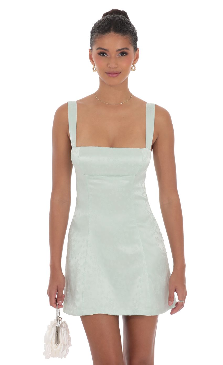 Picture Jacquard Back Bow Bodycon Dress in Mint Green. Source: https://media-img.lucyinthesky.com/data/product-media/850xAUTO/e9a6e94e-8b4f-4308-935f-537d888adcc1.jpg