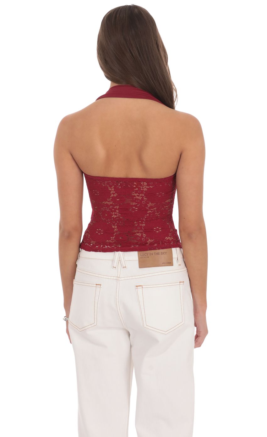 Product image for Lace Halter Top in Red