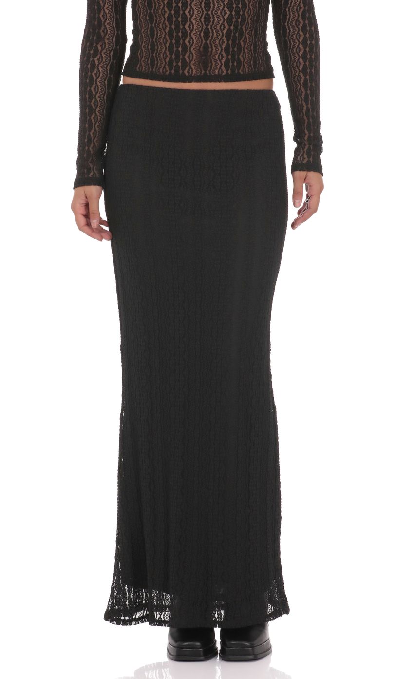 Изображение товара для Макси-юбка из прозрачного кружева черная