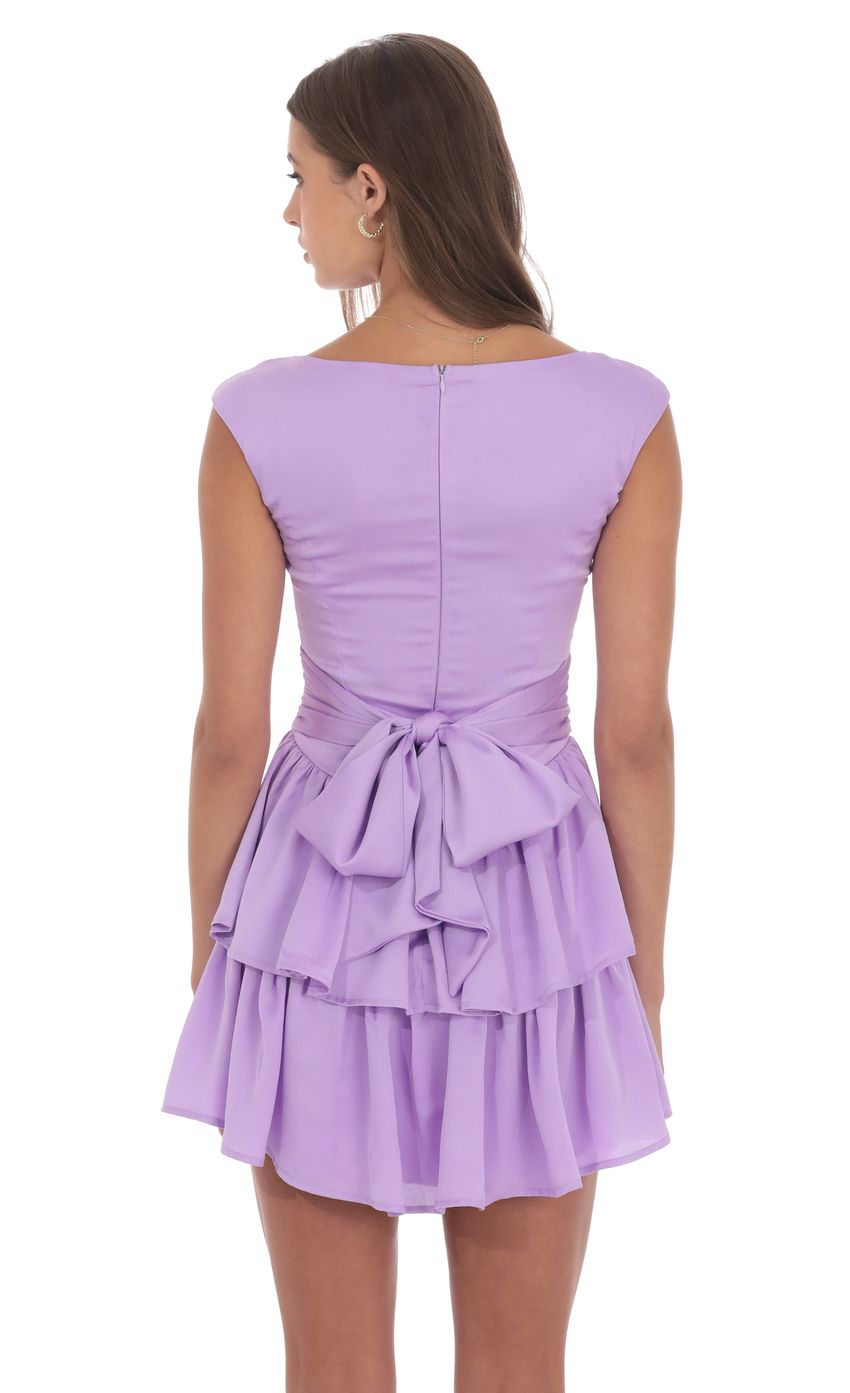 Product image for Satin Wide Strap Ruffle Dress in Lavender
