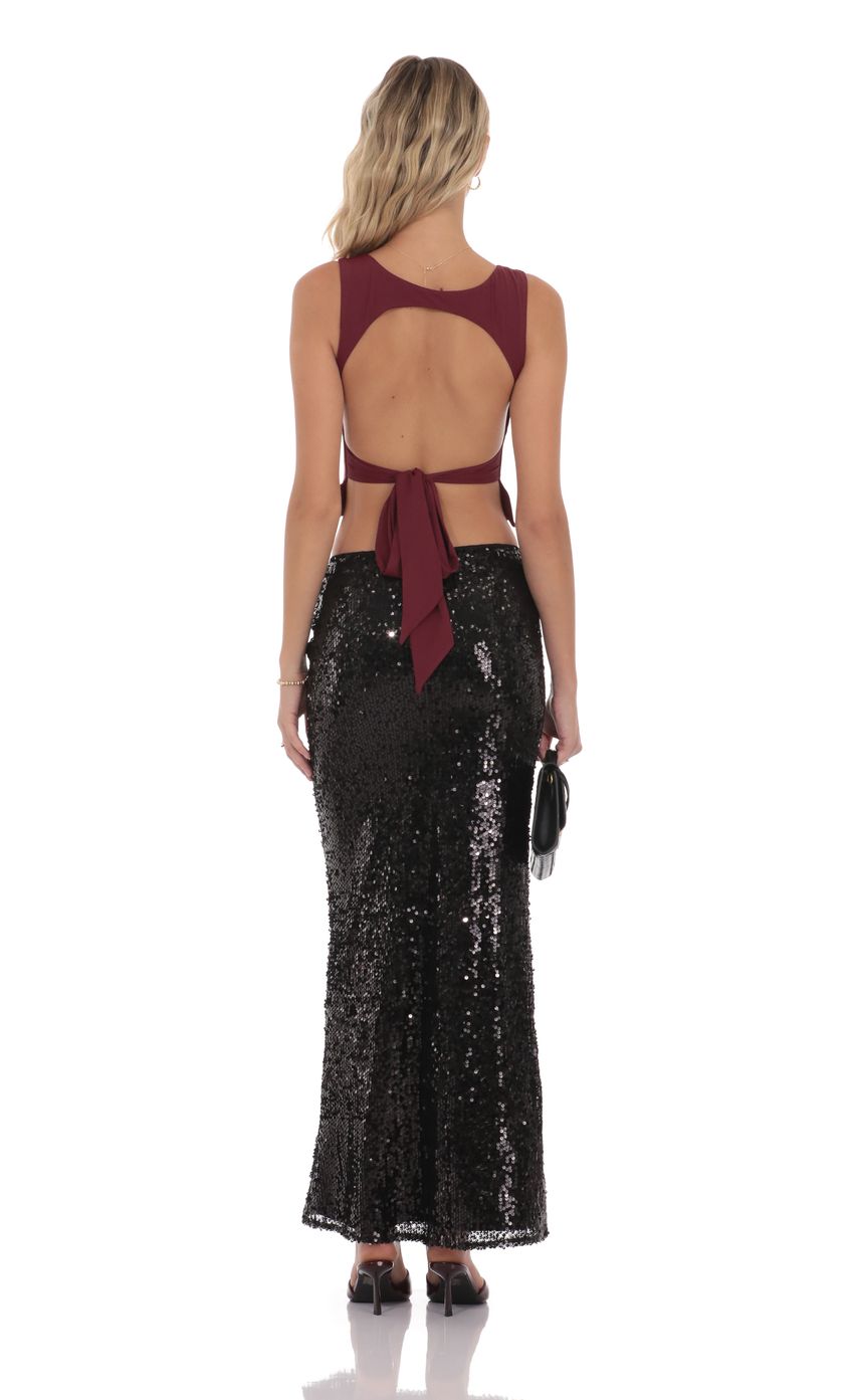 Product image for Sequin Maxi Skirt in Black