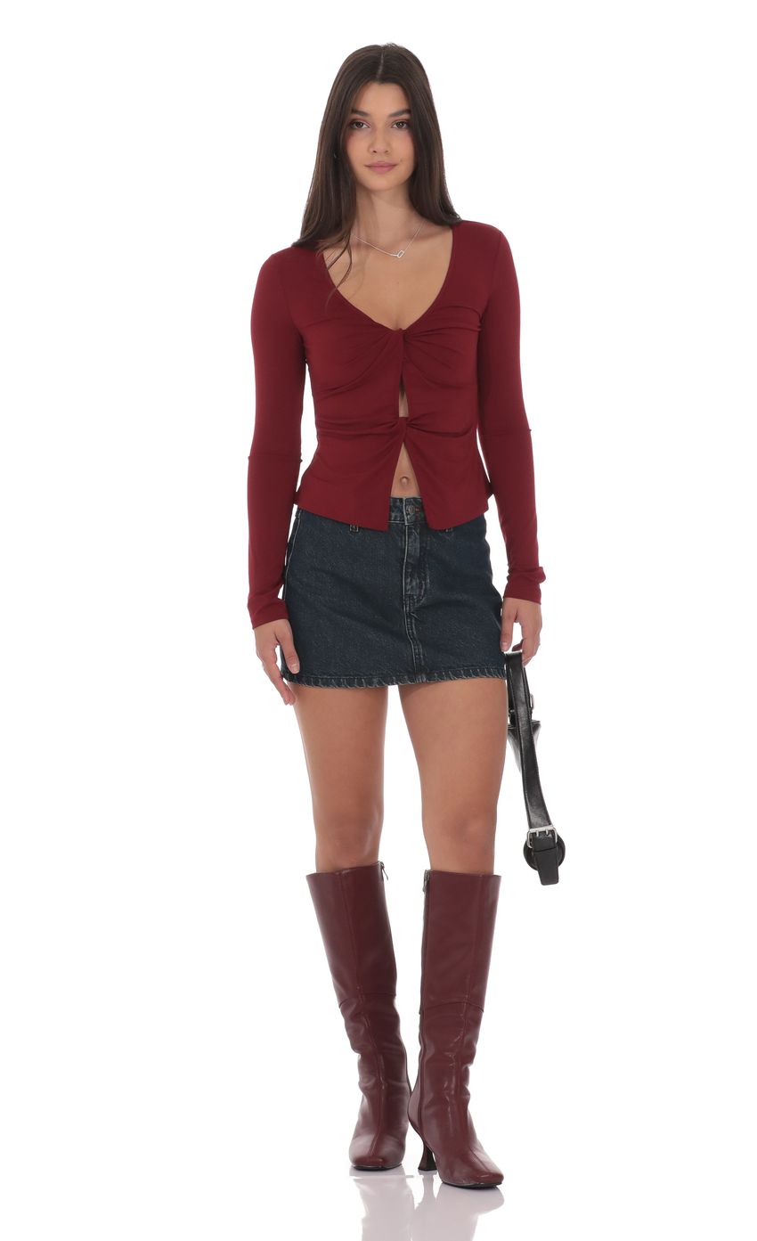 Изображение товара для Топ с двойным перекрутом в цвете бургунди