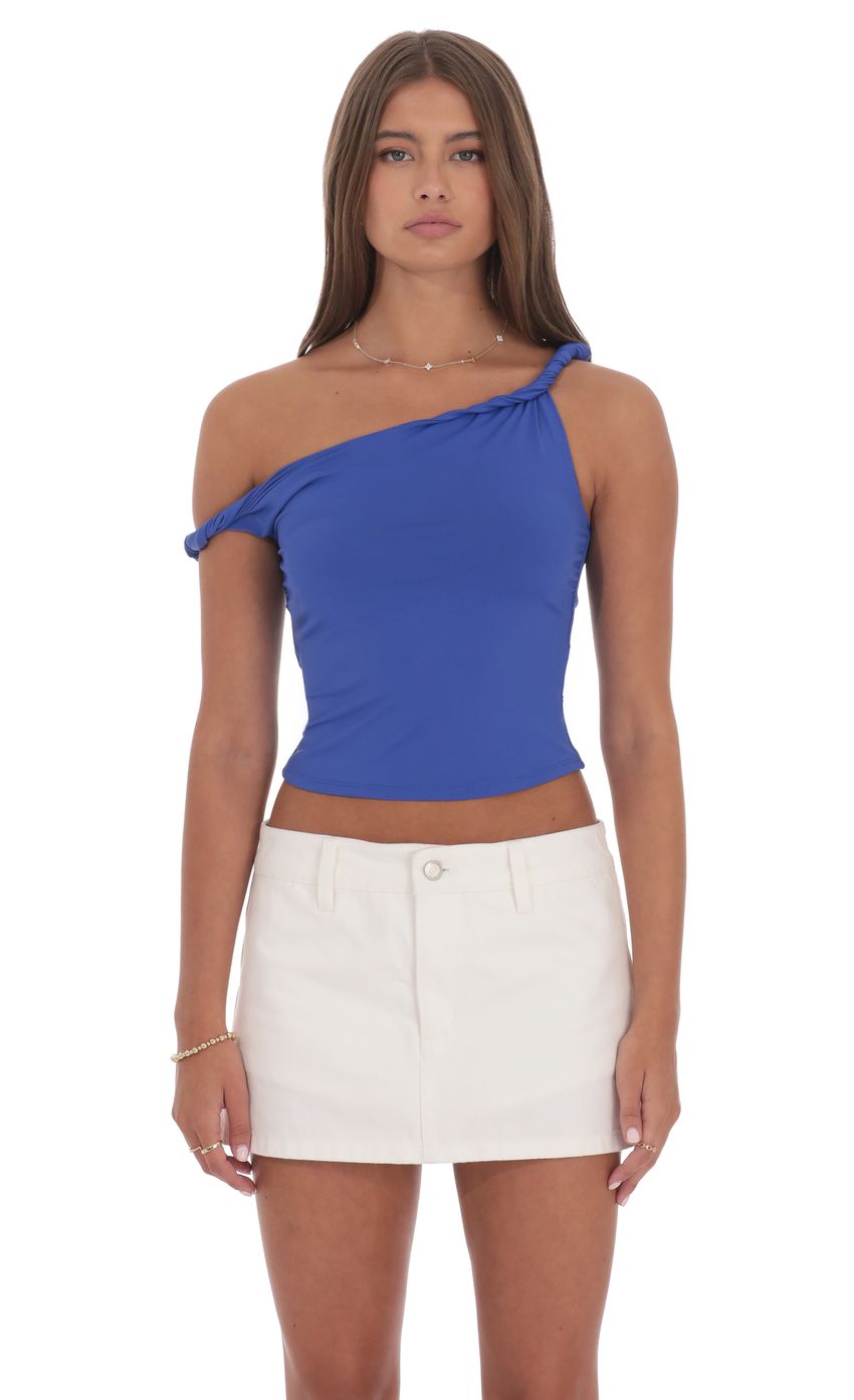 Product image for Off Shoulder Twist Top in Blue