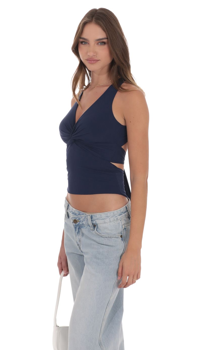 Product image for Twist Cross Back Top in Navy
