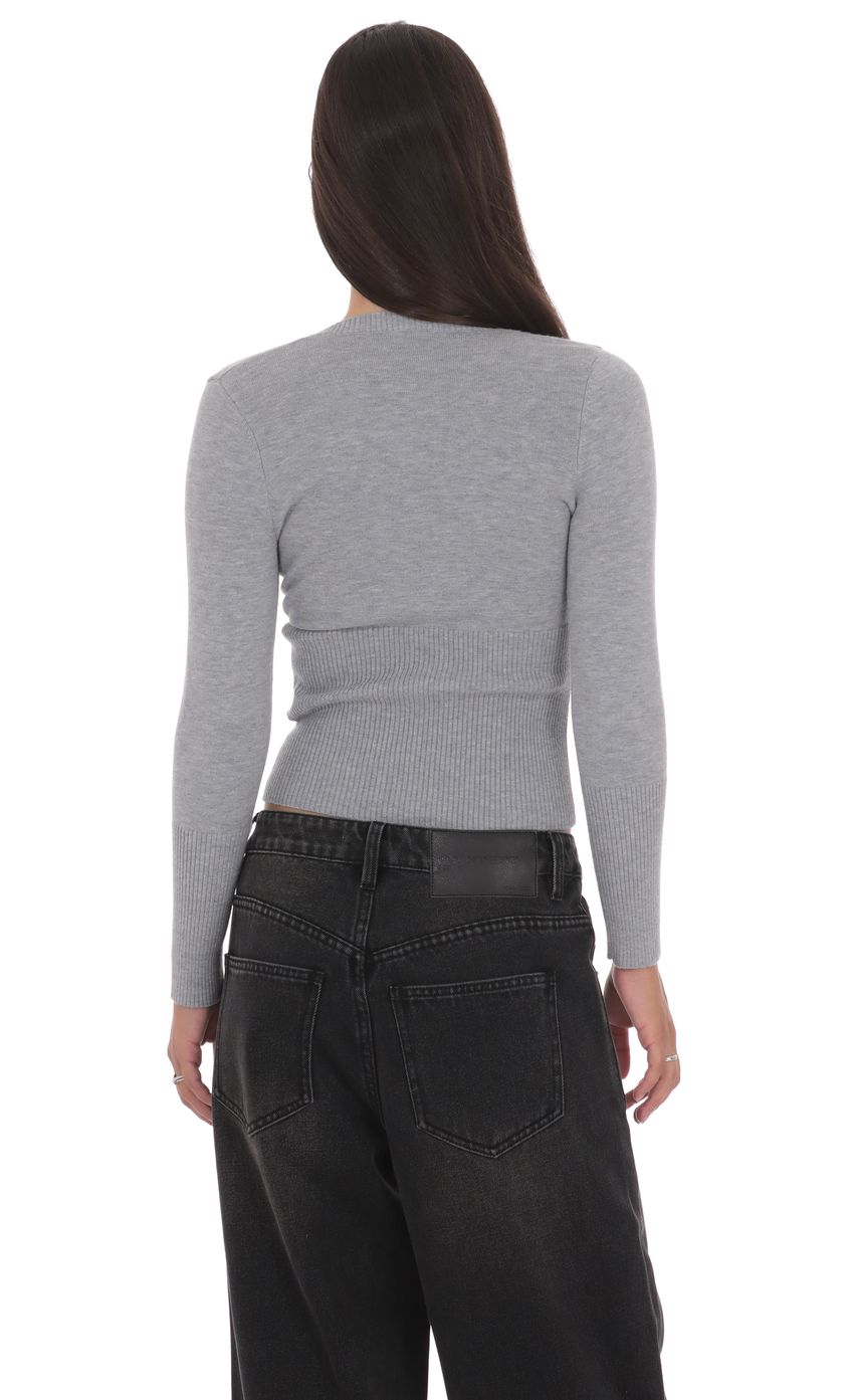 Product image for Cinched Knit Cardigan in Heather Grey