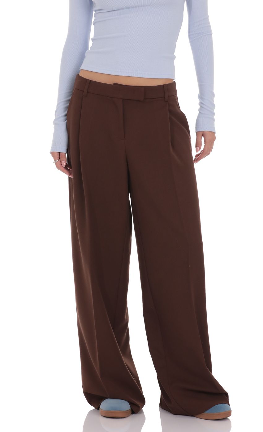 Product image for Pleated Wide Leg Trousers in Brown